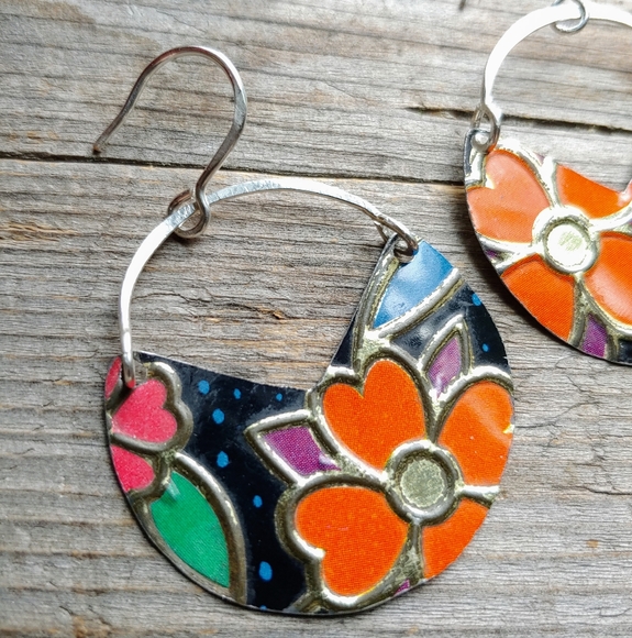 issabeau jewelry Jewelry - CLEARANCE🍊The Orange Cosmos🍊Vintage Tin Earrings